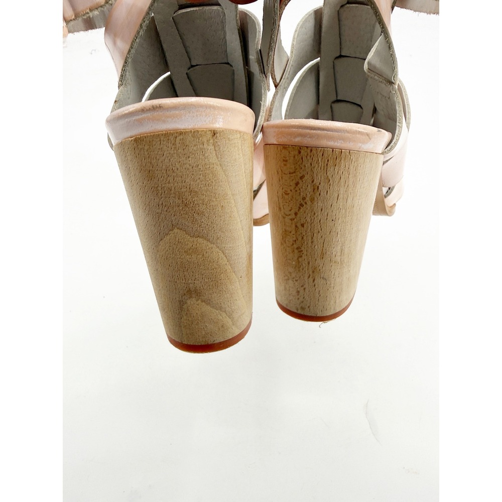 Miista Isabella Blush Pink Leather Cage Sandals Lucite Wood Block Heel 36 Spain - Picture 7 of 13